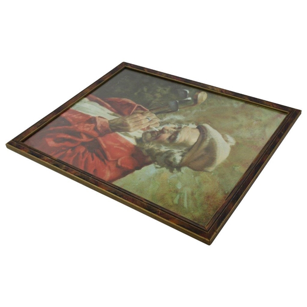 St. Andrews Caddie with Clubs Print - Framed