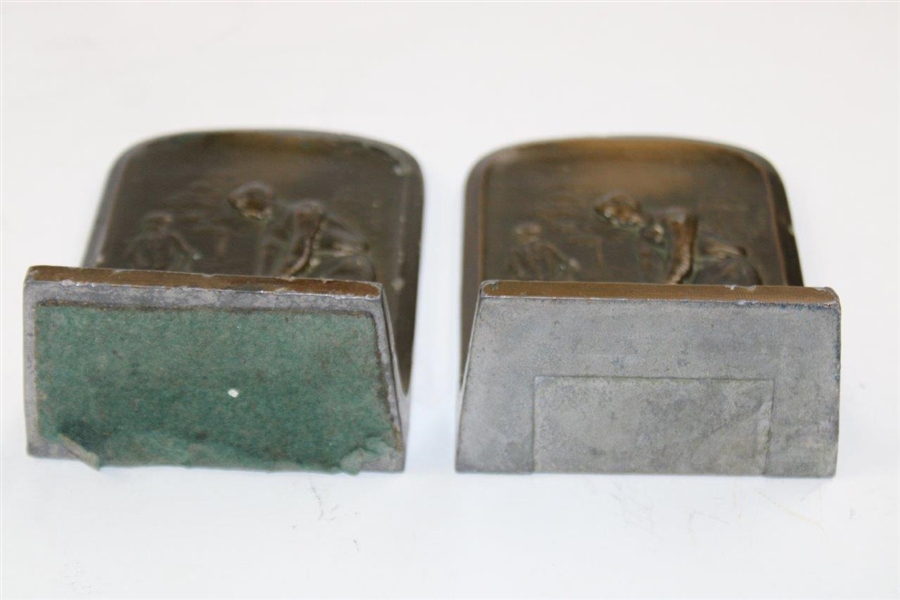 c.1910 Golfer Addressing Ball Cast Iron Bookends