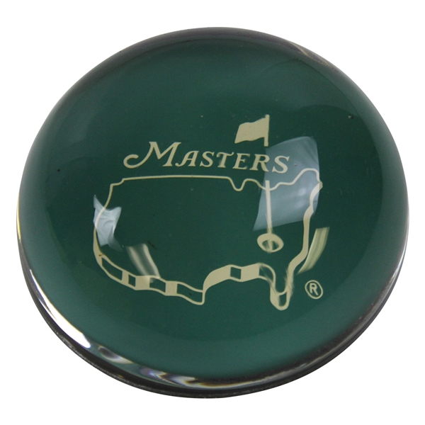 Masters Tournament Logo Glass Paperweight in Original Box