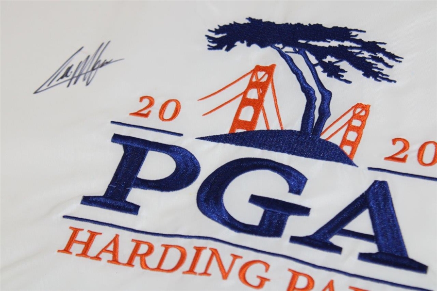 Colin Morikawa Signed 2020 PGA at Harding Park White Embroidered Flag JSA #AH45180