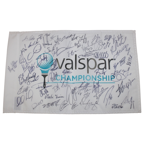 Jon Rahm, Sergio Garcia, Dustin Johnson & Others Signed Valspar Championship Screen Flag JSA ALOA