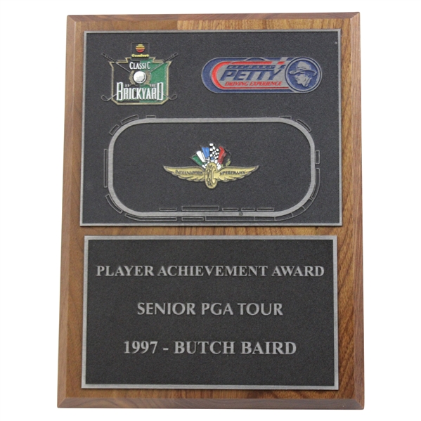 Butch Bairds 1997 Senior PGA Tour Achievement Award Plaque - Classic at the Brickyard