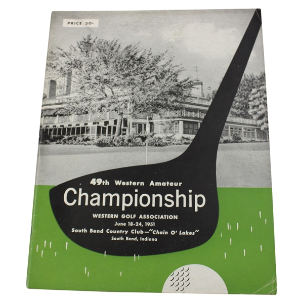 1951 Western Amateur Championship at South Bend CC Official Program w/Pairing Sheet