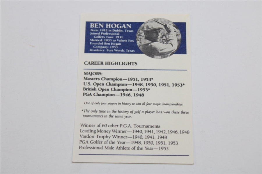 Ben Hogan 'Career Highlights' Golf Card with Facsimile Signature