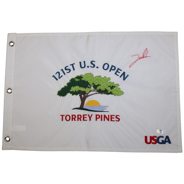 Jon Rahm Signed 2021 US Open at Torrey Pines Embroidered Flag PSA #AL67359