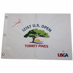 Jon Rahm Signed 2021 US Open at Torrey Pines Embroidered Flag PSA# AL67360