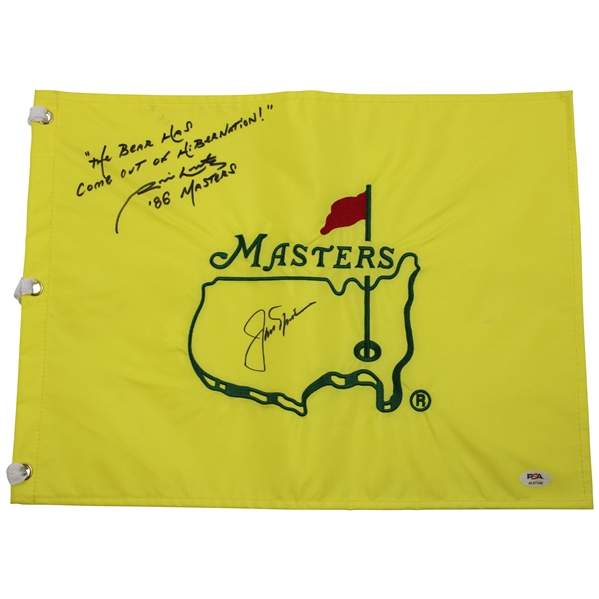 Jack Nicklaus & Jim Nantz Signed Undated Masters Flag w/Nantz 86 Inscription PSA #AL67348
