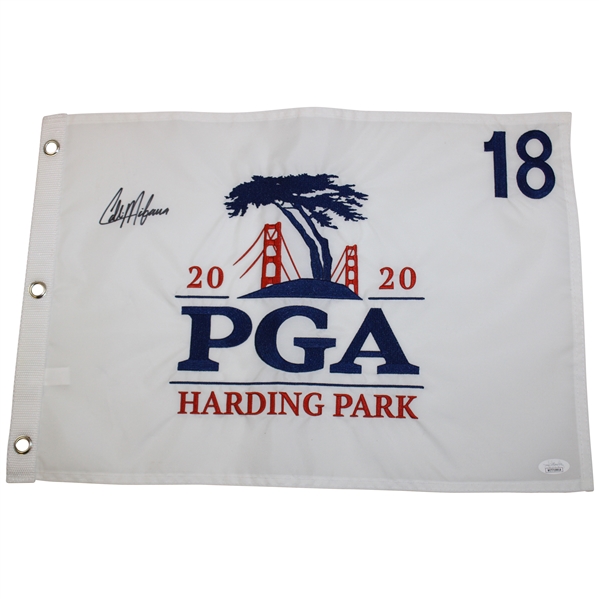 Colin Morikawa Signed 2020 PGA Championship At Harding Park Embroidered Flag JSA# WIT719914