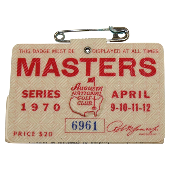 1970 Masters Tournament SERIES Badge #6961 - Billy Casper Win