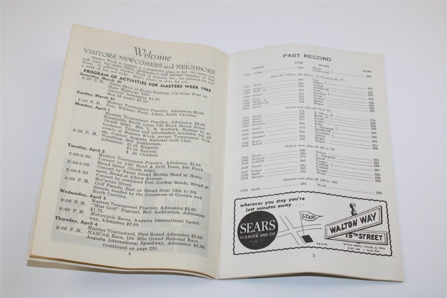 1963 Masters Week 'April in Augusta' April 1-7, 1963 Booklet