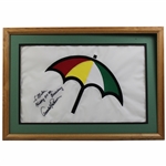 Arnold Palmer Signed Umbrella Logo Embroidered Flag w/Happy 50th Birthday JSA ALOA