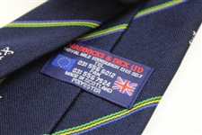 TGC Logo Navy Striped Maddocks & Dick Ltd Polyester Neck Tie Made in Scotland
