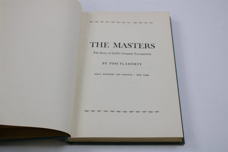 1961 'The Masters The Story Of Golf's Greatest Tournament' First Edition By Tom Flaherty