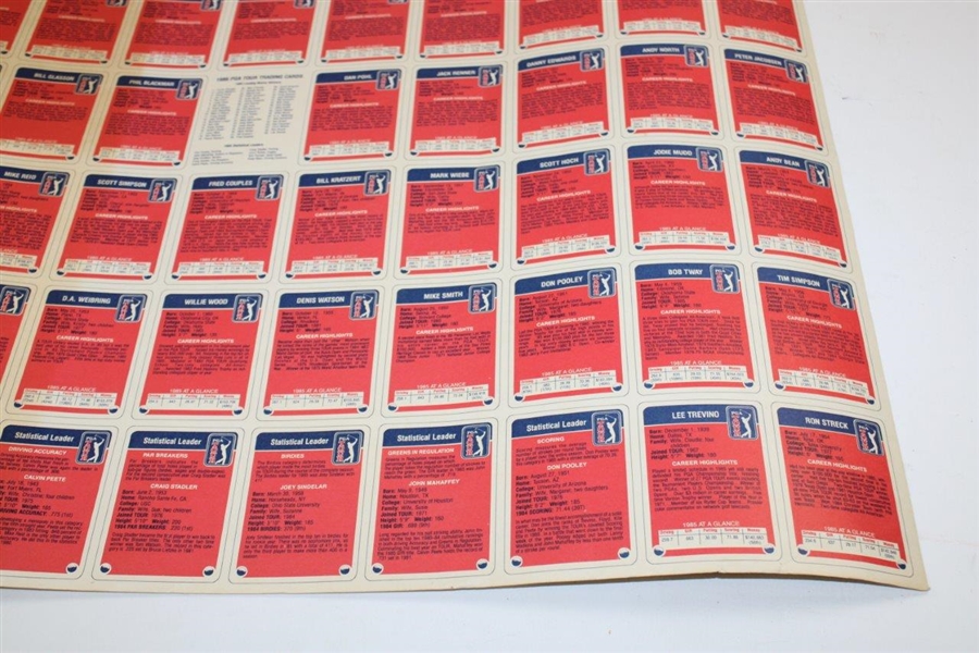 1986 Miller Press Uncut Card Sheet W/ Payne Stewart & Jack Nicklaus