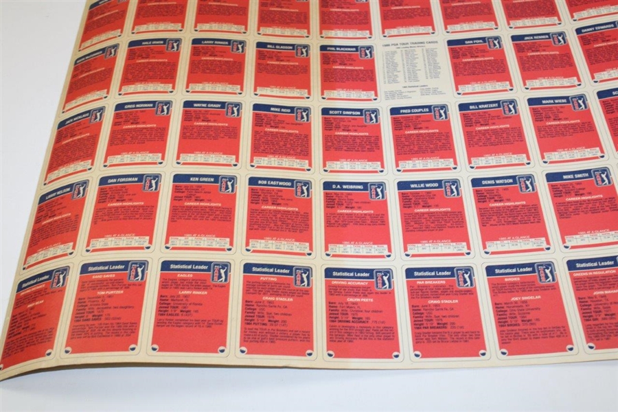 1986 Miller Press Uncut Card Sheet W/ Payne Stewart & Jack Nicklaus