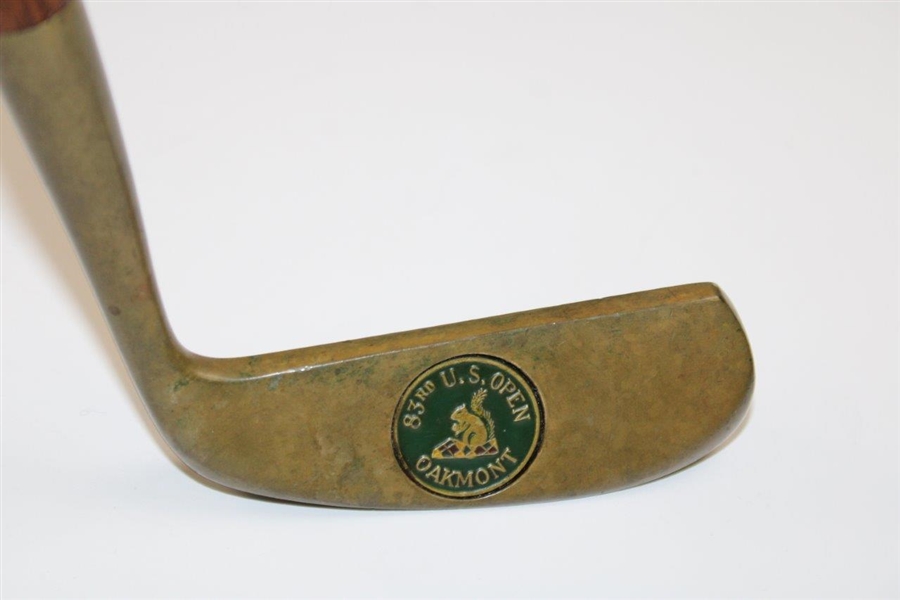 1983 US Open At Oakmont Commemorative Brass Putter Wood Shaft All Original