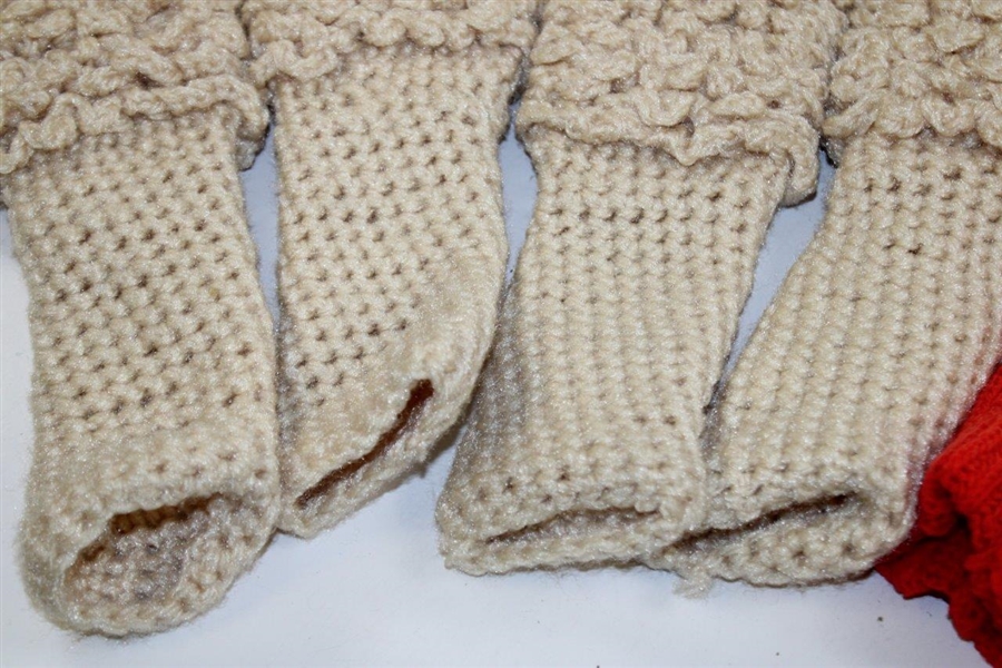 2 Sets Of Red & Tan Headcovers For Wood Shaft Or Classic Clubs