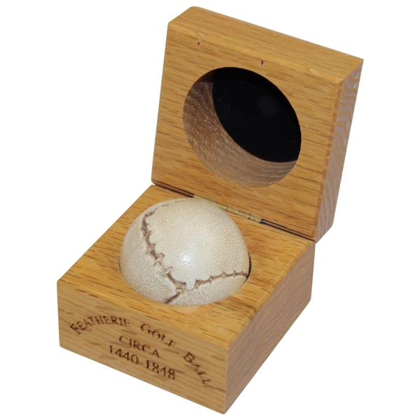 Reproduction Featherie '1440-1848' Golf Ball in Wooden Box - Display