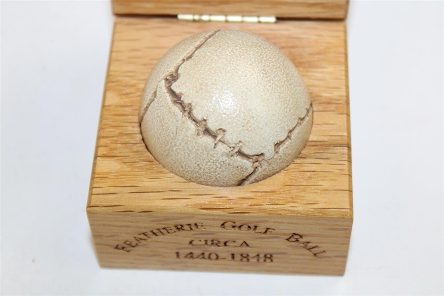 Reproduction Featherie '1440-1848' Golf Ball in Wooden Box - Display