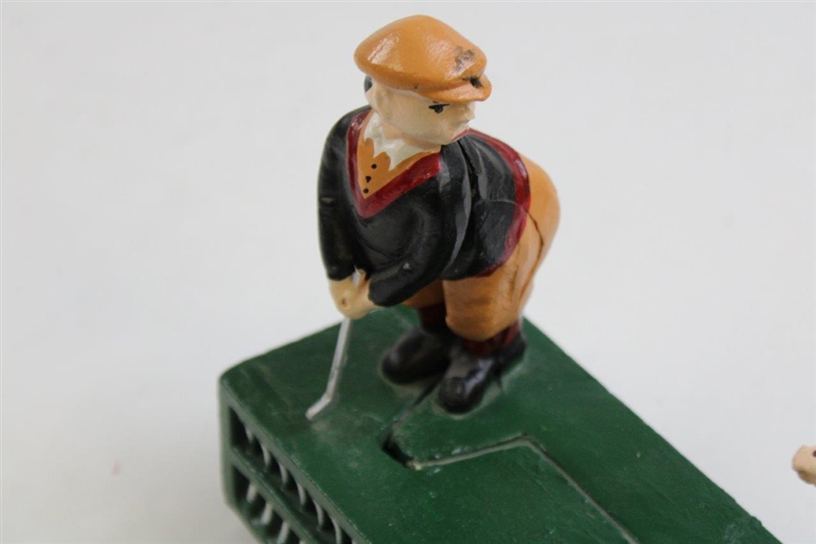Cast Iron Birdie Putt Mechanical Golf Bank with Golfer & Caddie on Green
