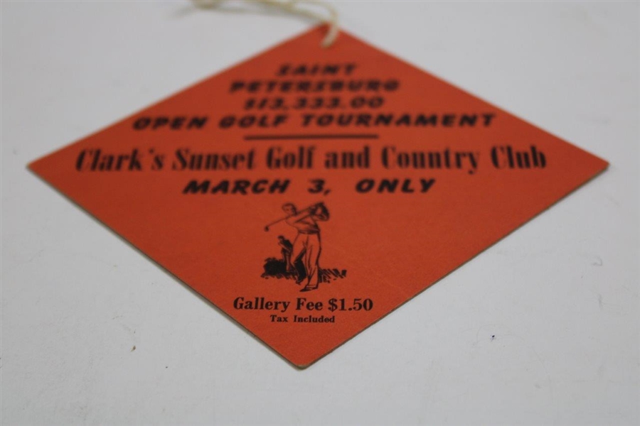 1946 Saint Petersburg $13,333.00 Open Final Rnd. Colorful Ticket - Ben Hogan's 24th PGA Tour Win!