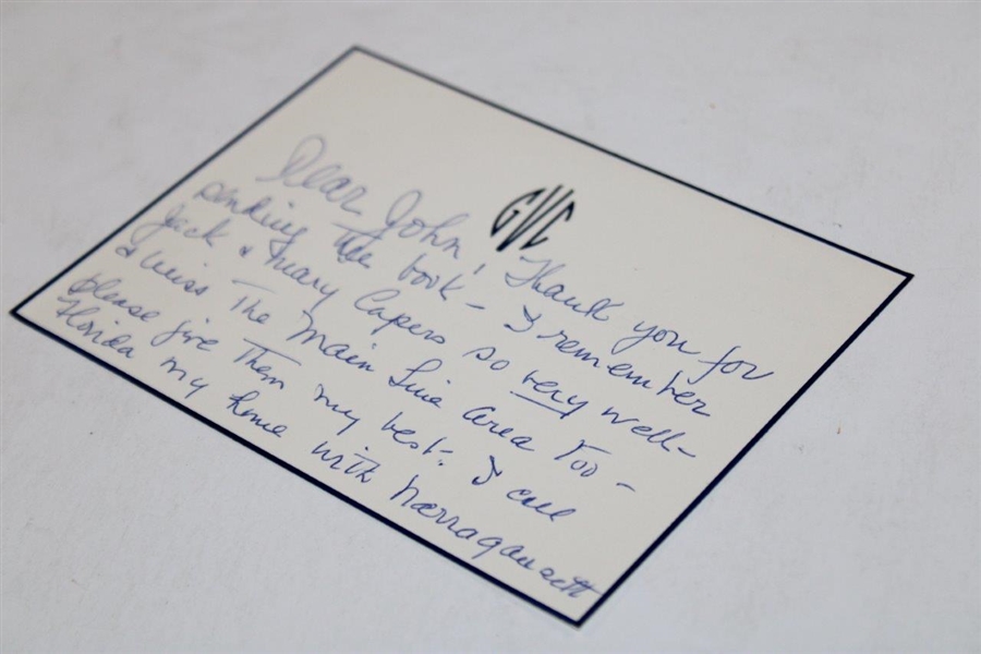 Glenna Collett Vare Stationary With A Note And Her Autograph Glenna Vare JSA ALOA 