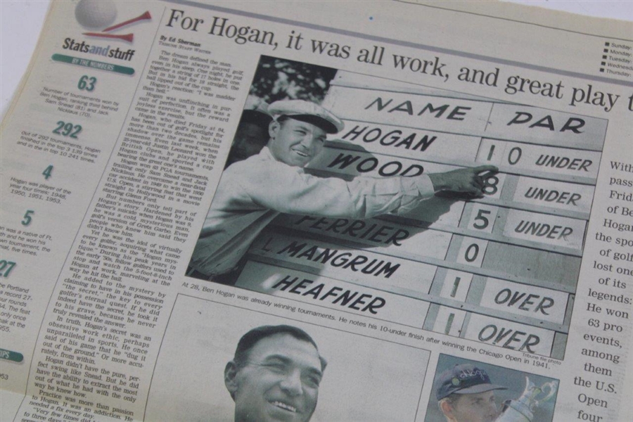Chicago Tribune Sports Section Golf Hero Hogan Dead At 84 Back Is Full Of Photos