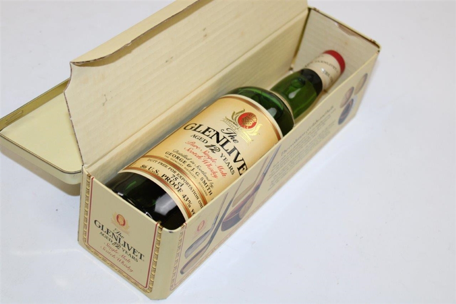 Glenlivet Tin St. Andrews With Unopened Bottle Of 12 Year Old Single Malt Scotch Whiskey