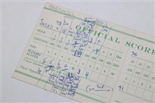 1959 Official Masters Scorecard Filled Out By Sports Writer Who Was Following Sam Snead & Ben Hogan