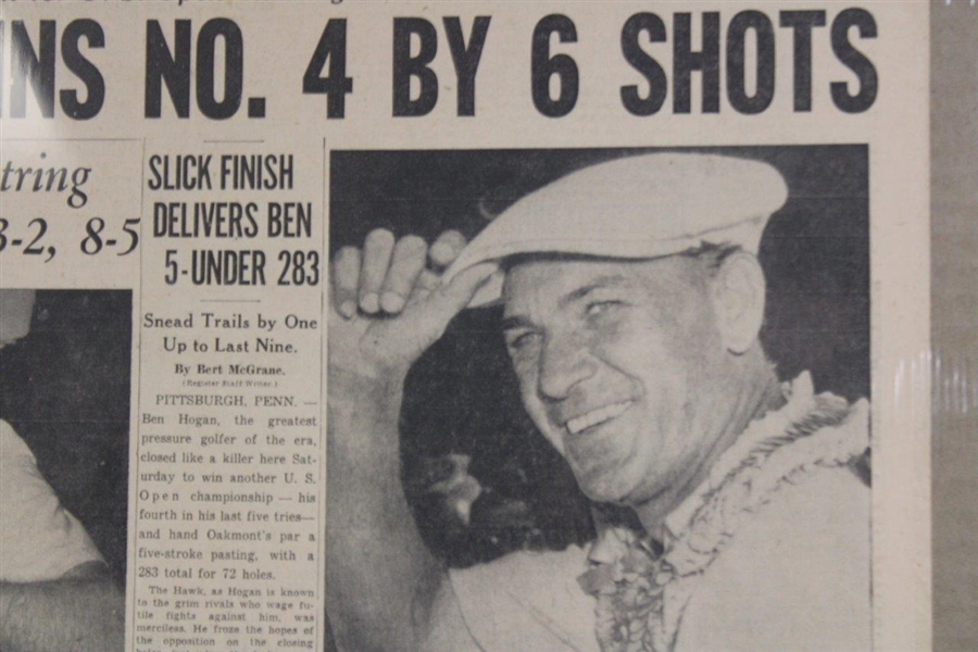 Des Moines Sunday Register Sports Dated June 14, 1953 Headline Hogan Wins No. 4 By 6 Shots (U.S. Open)