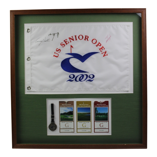 Player, Wadkins & Hubert Green Signed 2002 US Senior Open Framed Display JSA ALOA