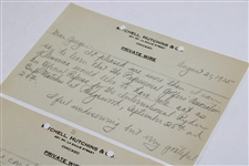 Chick Evans Signed 1935 Handwritten Letter to George on Mitchell, Hutchins & Co Letterhead 8/21 JSA ALOA
