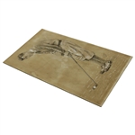 Original Pencil & Chalk on Board Sketch of Putting Golfer by Artist A.D. Mills