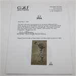 Original Pencil & Chalk on Board Sketch of Putting Golfer by Artist A.D. Mills