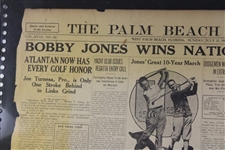 1926 'Bobby Jones Wins National Open' The Palm Beach Post Newspaper Page - July 11th