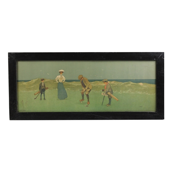 c.1909 Putting Original Chromolithograph by John Hassall - Framed