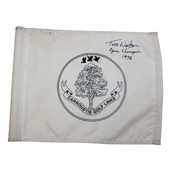 Tom Watson Signed Carnoustie Golf Links Course Flag w/Open Champion 1975 JSA ALOA