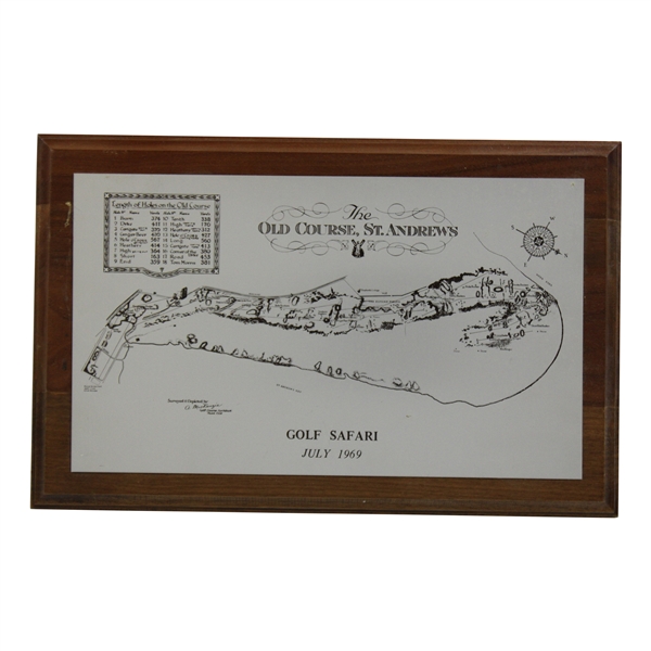 St. Andrews The Old Course July 1969 Golf Safari Course Map Plaque
