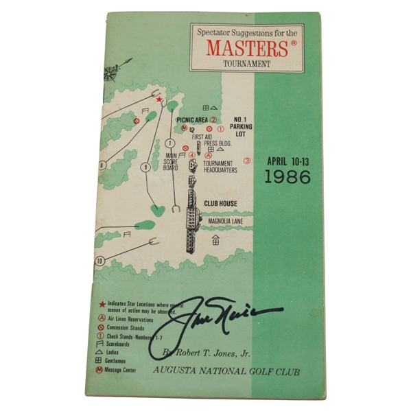 Jack Nicklaus Signed 1986 Masters Tournament Spectator Guide JSA ALOA
