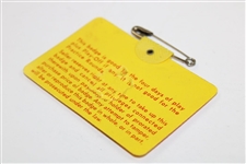 Jack Nicklaus Signed 1975 Masters SERIES Badge #24574 JSA ALOA