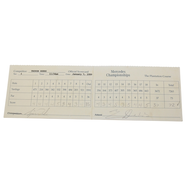 Tiger Woods Signed Match Used 1999 Mercedes Championship Official Final Rd Scorecard JSA ALOA