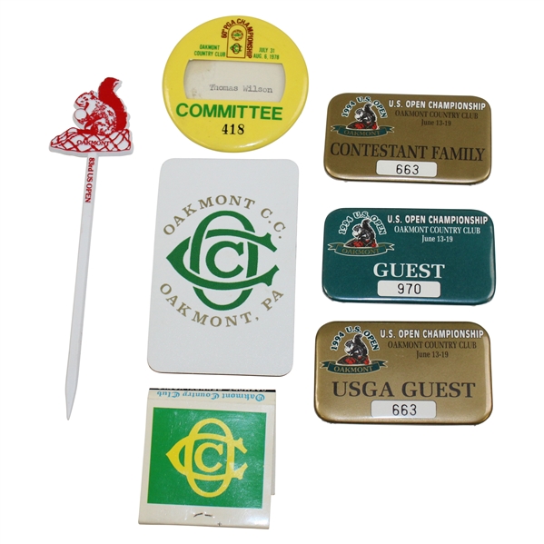 Seven (7) Oakmont Country Club Major Championship Items
