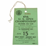1967 US Open Ticket 1st Round Thursday June 15 Balustrol GC - Jack Nicklaus