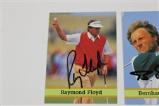 (4) Masters Champions Floyd, Lyle, Langer & Mize Signed Golf Cards w/ JSA ALOA