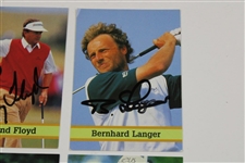 (4) Masters Champions Floyd, Lyle, Langer & Mize Signed Golf Cards w/ JSA ALOA
