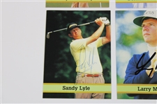 (4) Masters Champions Floyd, Lyle, Langer & Mize Signed Golf Cards w/ JSA ALOA