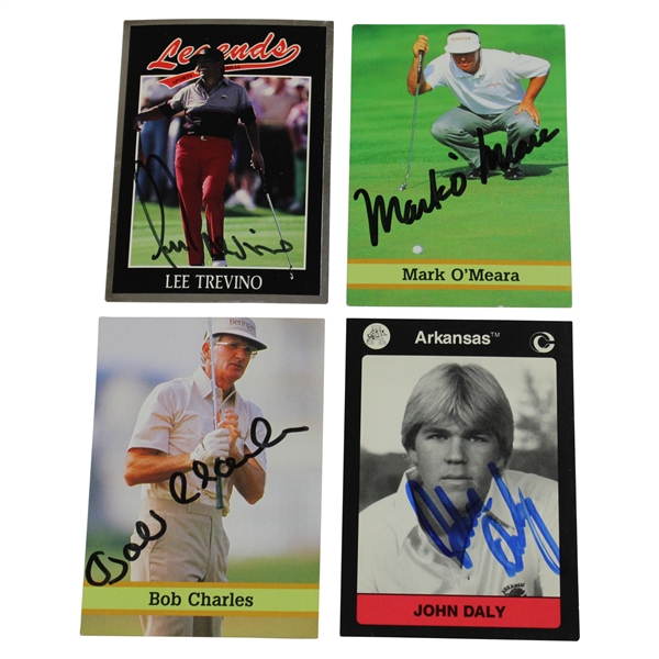 (4) British Open Champions Trevino, Daly, Charles & OMeara Signed Golf Cards w/ JSA ALOA