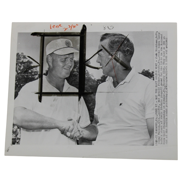 1962 U.S. Open Jack Nicklaus Arnold Palmer Wire Photograph at Oakmont C.C