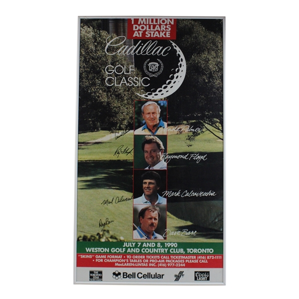 Palmer, Floyd, Calcavecchia & Barr Signed Million Dollar Cadillac Golf Classic Poster JSA ALOA