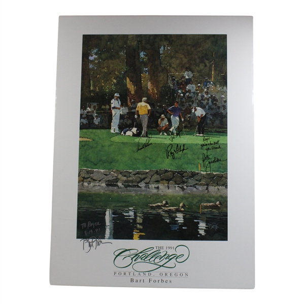 Palmer, Couples, Floyd & Peter Jacobsen Signed 1991 Challenge Portland Oregon Print JSA ALOA